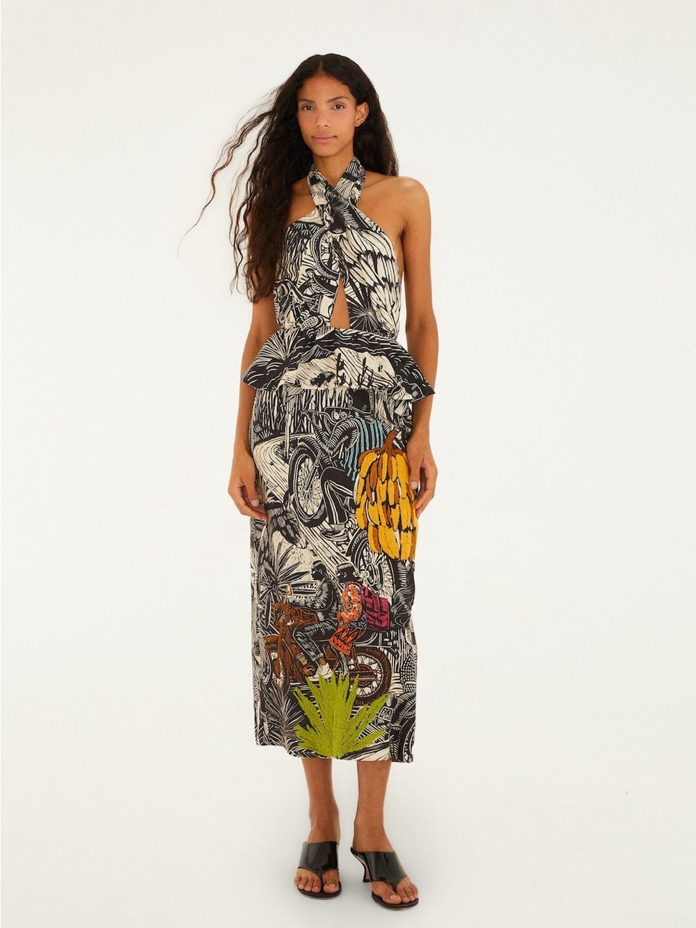 FARM RIO Ruta Beige Embroidered Maxi Dress